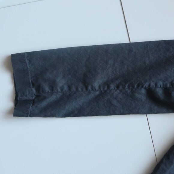 Eileen Fisher Gray Linen Blend Long Top Jacket Duster Mandarin Collar L Large - Picture 7 of 8